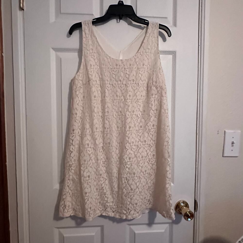Everly Small Cream Colored Mini Dress with Lace Keyhole Cutout on Back
